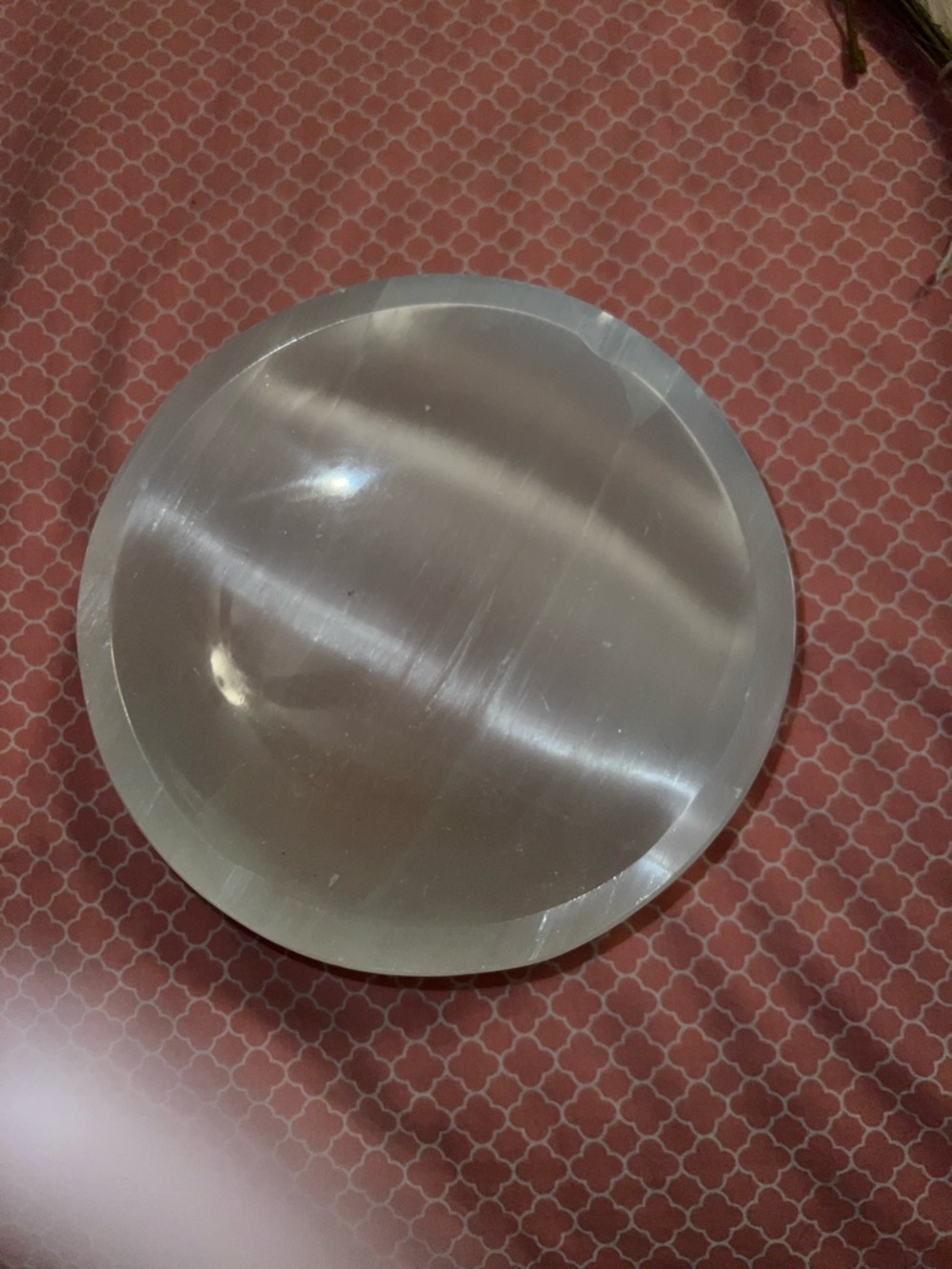Crystal Selenite Charging Plate - White Polished Home Accent 6 1/2 by 6/12